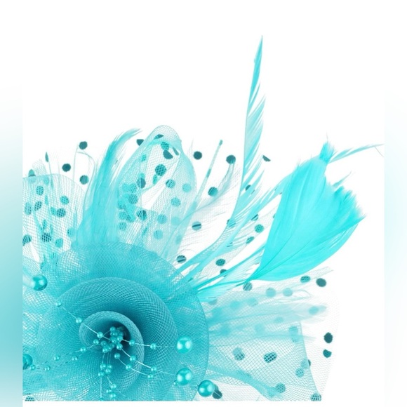 🆕Elegant Blue Fascinator with Feather and Bead Details - Picture 3 of 6